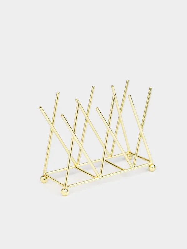 Napkin holder, 14 cm, metal, golden, Twist gold, image-2