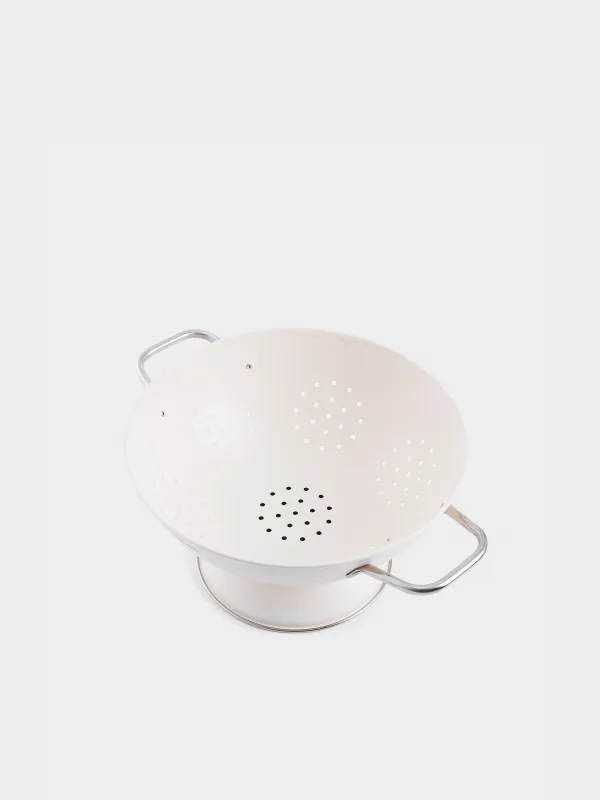 Colander, 24 cm, with two handles, on a stand, metal, milk, Course, image-1
