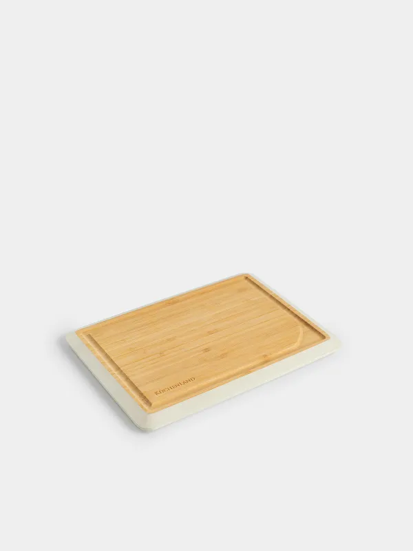 Cutting board, 28x20 cm, bamboo, rectangular, gray edging, Bamboo, image-4