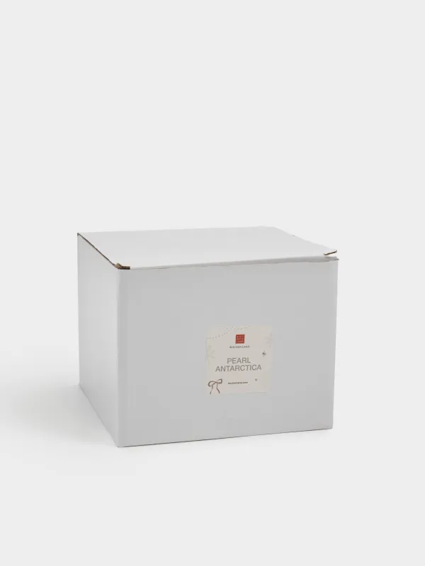 Storage container, 16x16 cm, 650 ml, ceramic / beads, milky, Spruce with bow, Pearl Antarctica, image-5