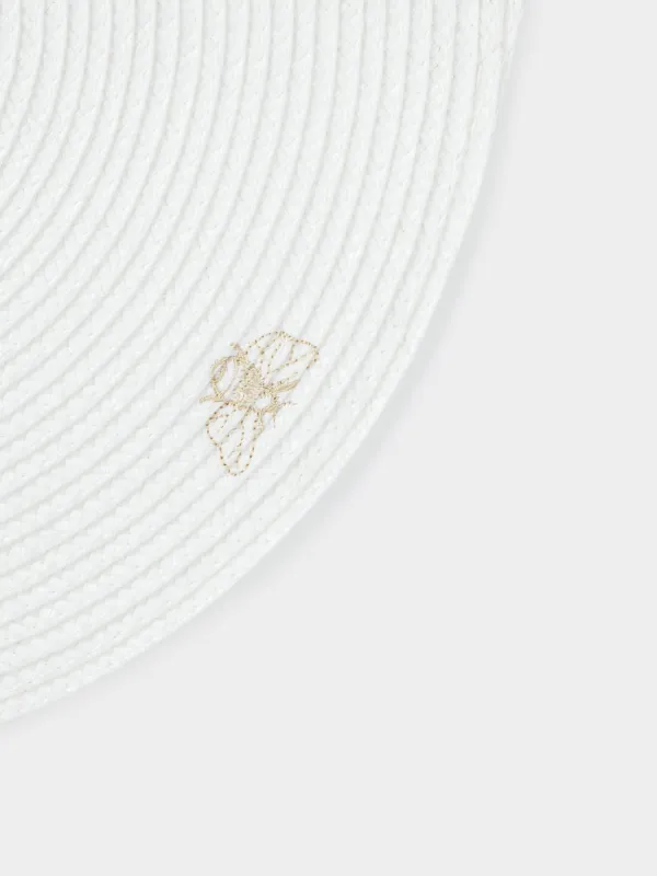 Placemat, 38 cm, polypropylene/PET, Round, Light grey, Flowers, Circle embroidery, image-4