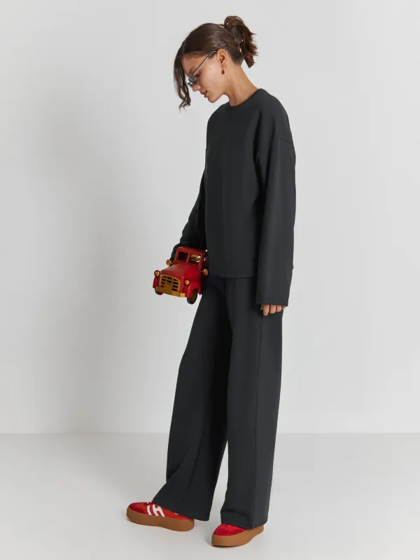 Women's sweatshirt, homewear, size S, polyester / cotton, black, Courtney, image-3