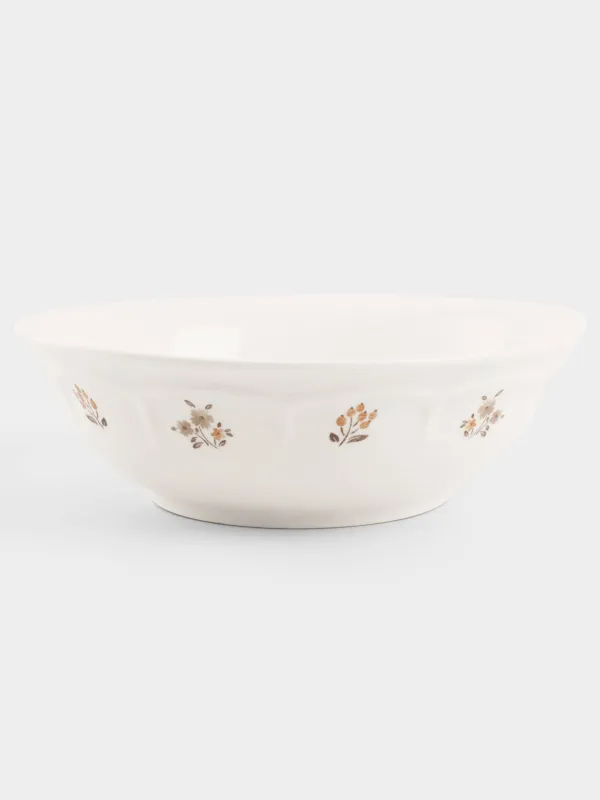Salad bowl, 23x7 cm, 1.45 l, porcelain N, white, vintage flowers, La flore, image-0