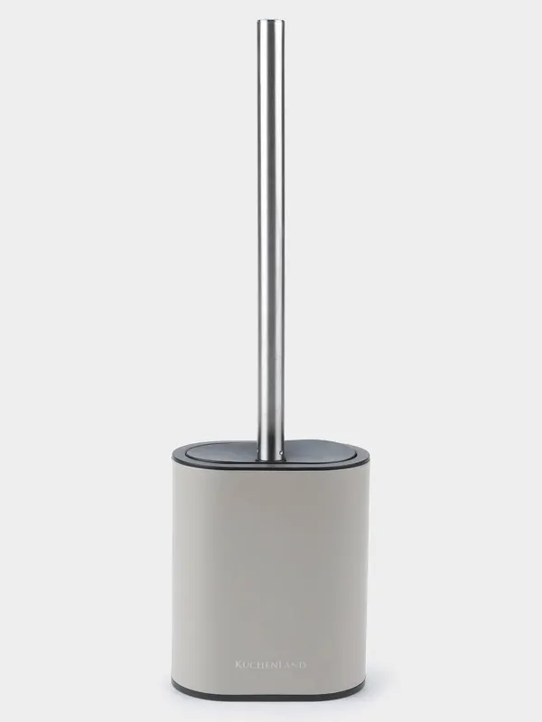 Toilet brush, 41 cm, with stand, rubber / steel, beige-gray, Giza, image-0