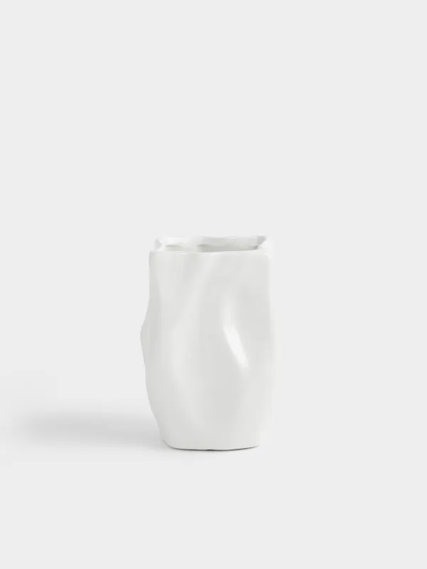 Kitchen accessories stand, 15 cm, ceramic, milky, Wavy edge, Crumple, image-0