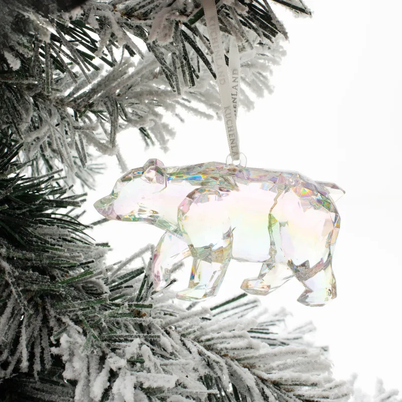 Christmas tree toy, 10 cm, acrylic, mother of pearl, Bear, Figure crystal, image-3