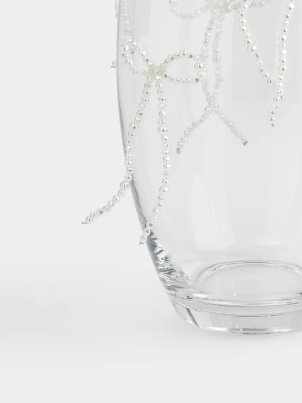 Flower vase, 30 cm, glass / plastic, Bows, Varieties pearl, image-2