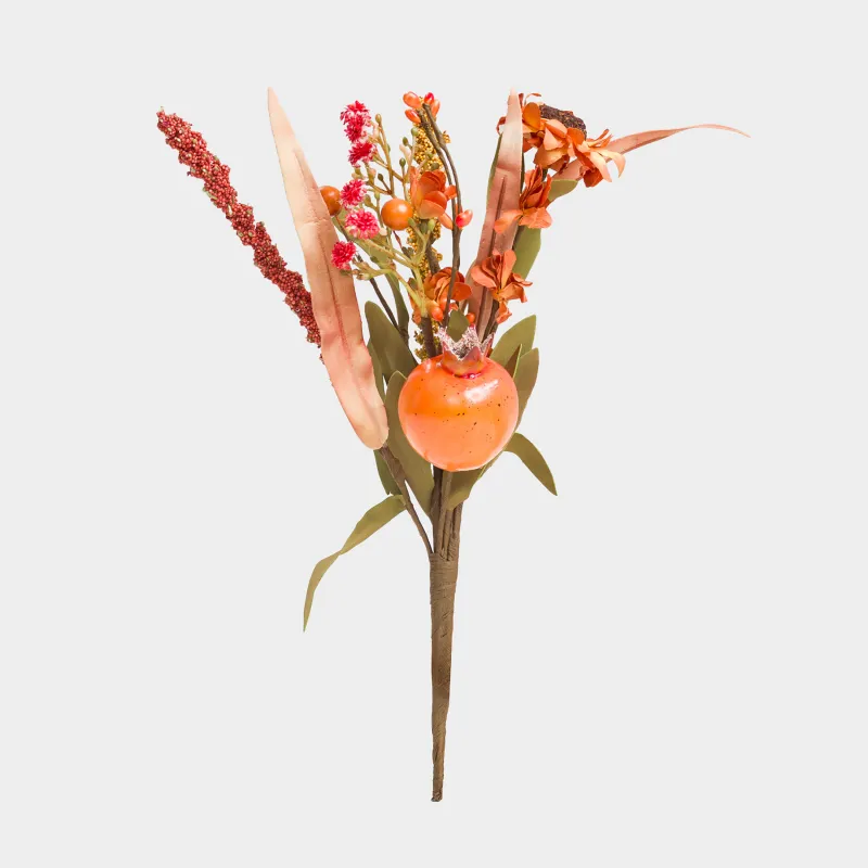 Decorative branch, 30 cm, foam/polyester, Pomegranate and flowers, Forest symphony decor