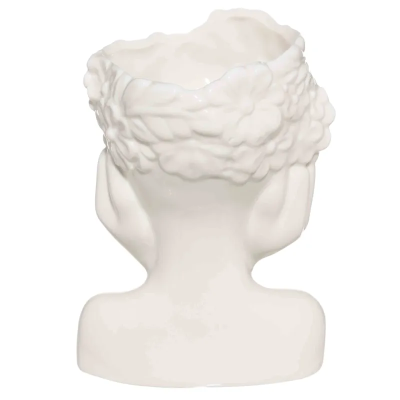 Flower vase, 17 cm, decorative, porcelain P, milk, Face in flowers, Face flowers, image-2