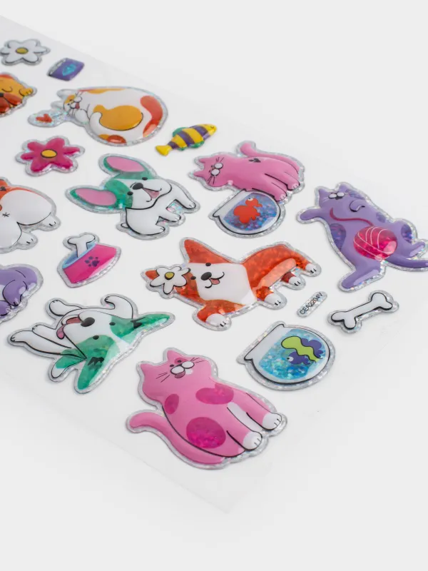 Sticker set, 25x14 cm, 21 pcs, disposable, PVC, Cats and dogs, Cat, image-3