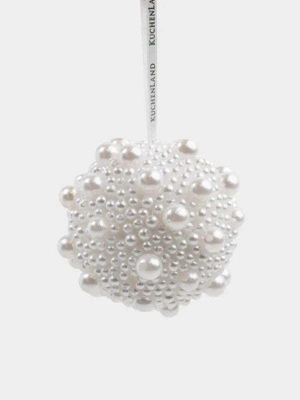 Christmas tree toy, 8 cm, foam/plastic, champagne, Ball in beads, Ball sparkle, image-0