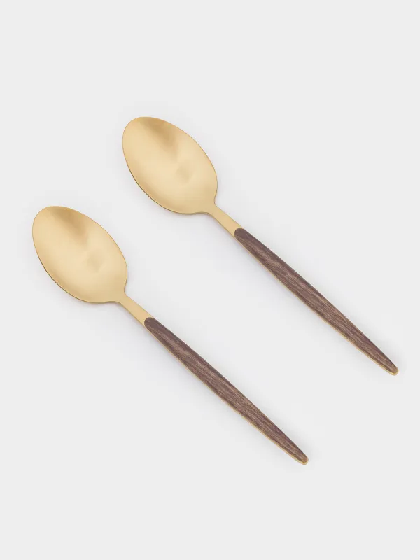 Table spoon, 2 pcs, steel / plastic, golden, matt, Oslo gold, image-0