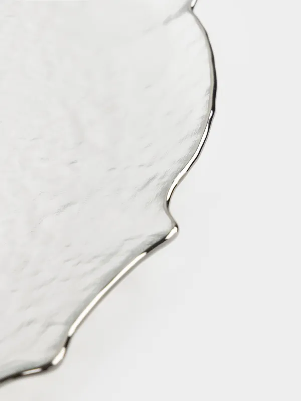 Charger plate, 33 cm, glass, with silver edging, Nautilus silver, image-4