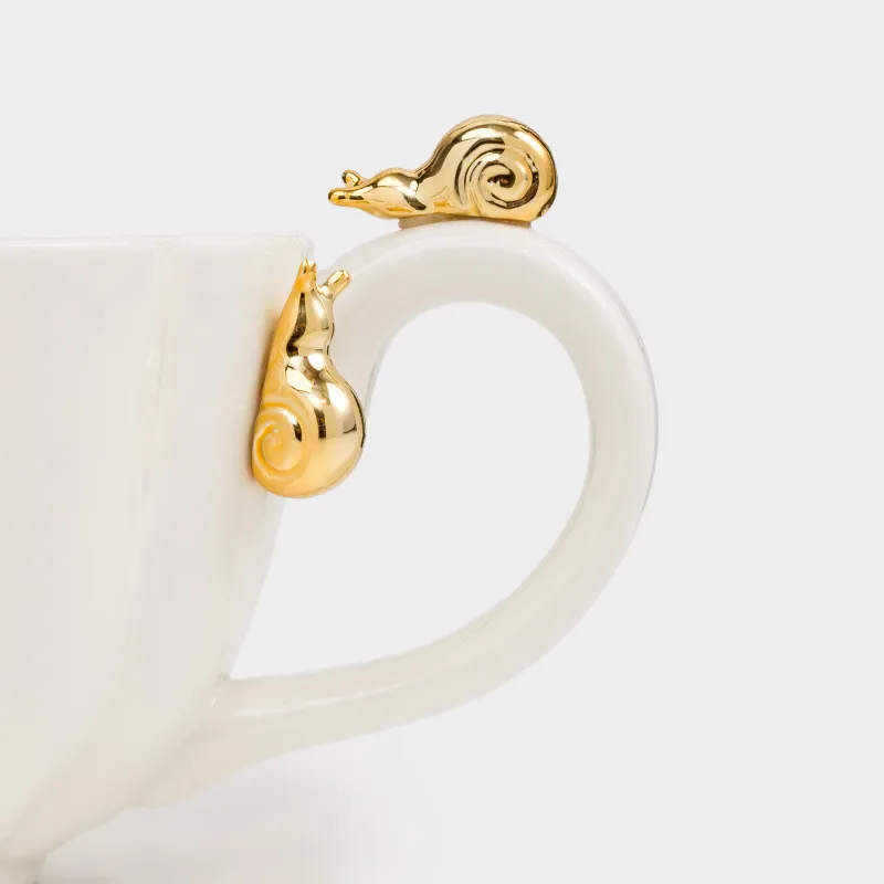 Mug, 500 ml, porcelain P, milky gold, Snails, Tale garden, image-4