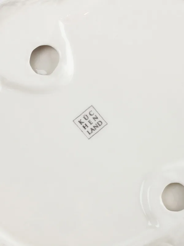 Divided plate, 21x20 cm, 3 compartments, ceramic, green and white, Drake, Duck, image-6