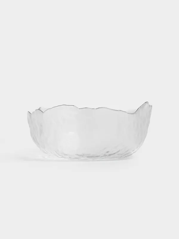 Salad bowl, 20x9 cm, 1,1 l, glass, with silver edging, Nautilus silver, image-2