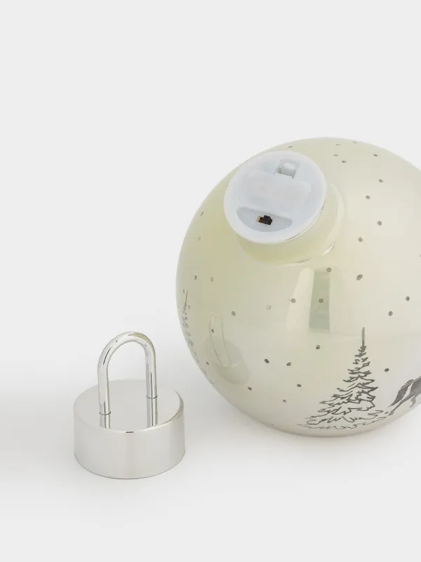 Statuette, illuminated, 19 cm, glass, silver, Ball with horse, Silver style, image-4