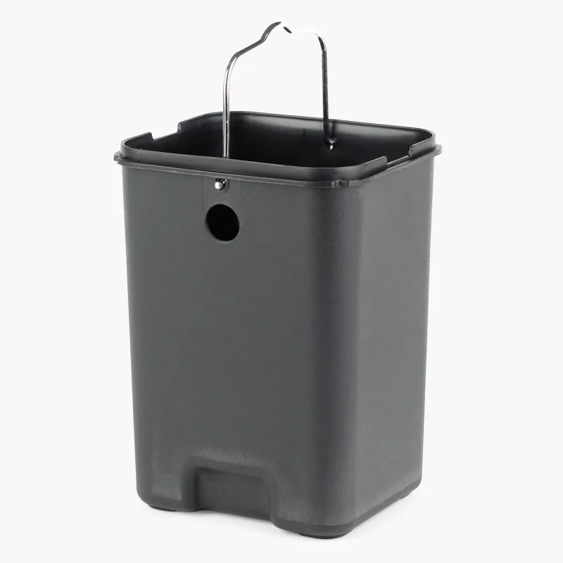 Trash can, 6 L, with pedal, metal, square, black, Total black, image-1