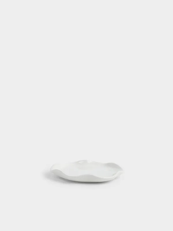 Spoon stand, 12 cm, ceramic, milky, Wavy edge, Crumple, image-3