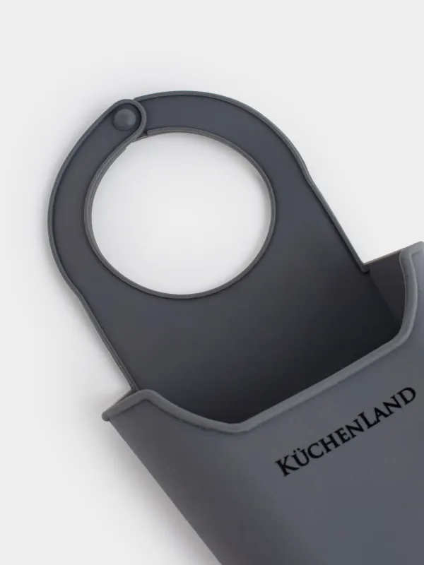 Kitchen sponge holder, 20x11 cm, hanging, with sponge, Rubber, grey, Keeping, image-4