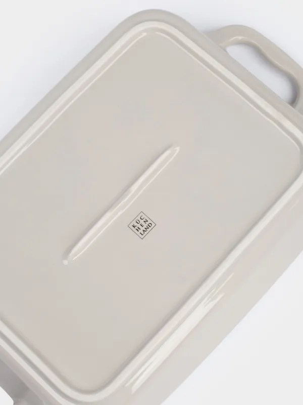 Baking dish, 27x21 cm, ceramic, rectangular, milky beige, Flowers, Florin, image-5