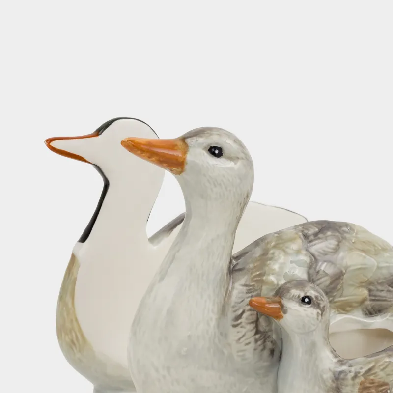 Napkin holder, 15 cm, with toothpick compartment, ceramic, Ducks and duckling, Duck, image-3