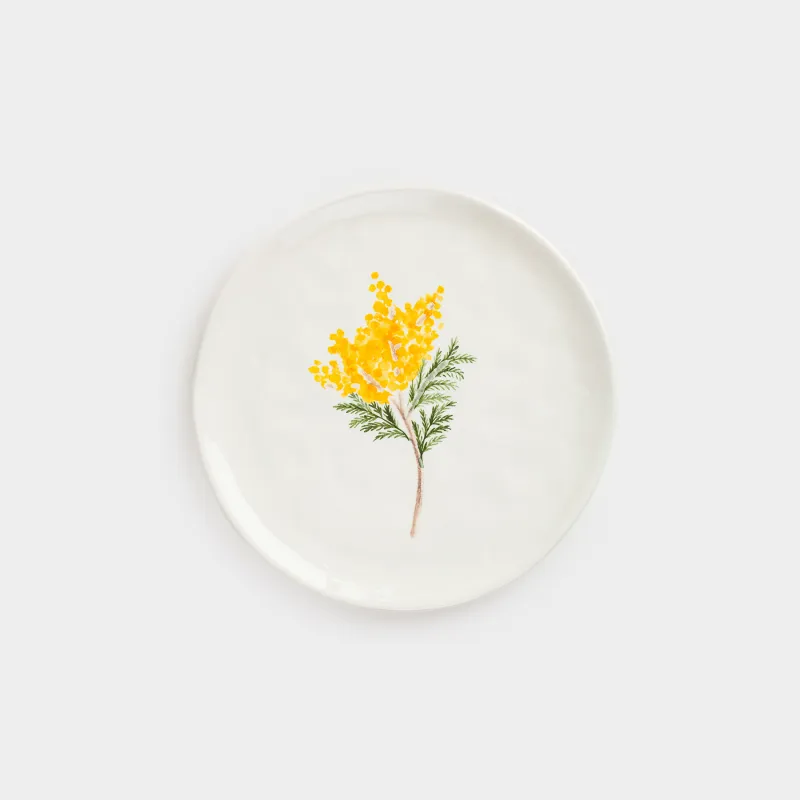 Dish, 24 cm, ceramic, white, Mimosa, Crumple print