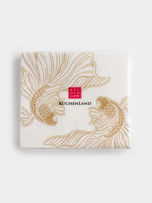 Paper napkins, 21x21 cm, 20 pcs, square, white, Fish, Goldfish, image-3