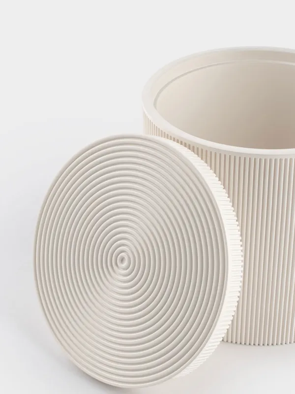 Bathroom box, 10 cm, polyresin, milky, White stripes, image-3