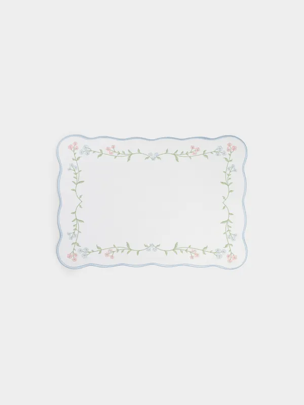Placemat, 32x45 cm, PVC / polyester, shaped, milky, Flowers, Rock embroidery, image-0