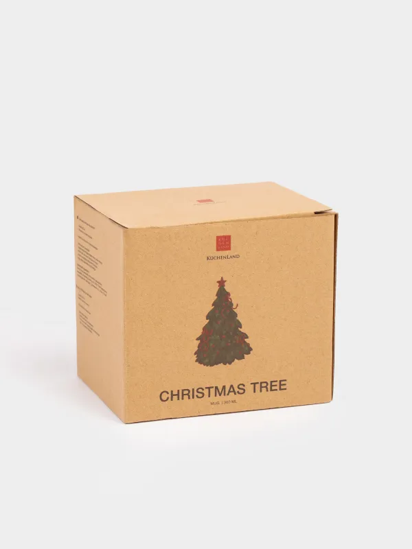 Mug, 360 ml, Ceramic, Christmas tree with bows and horse, Christmas tree, image-4