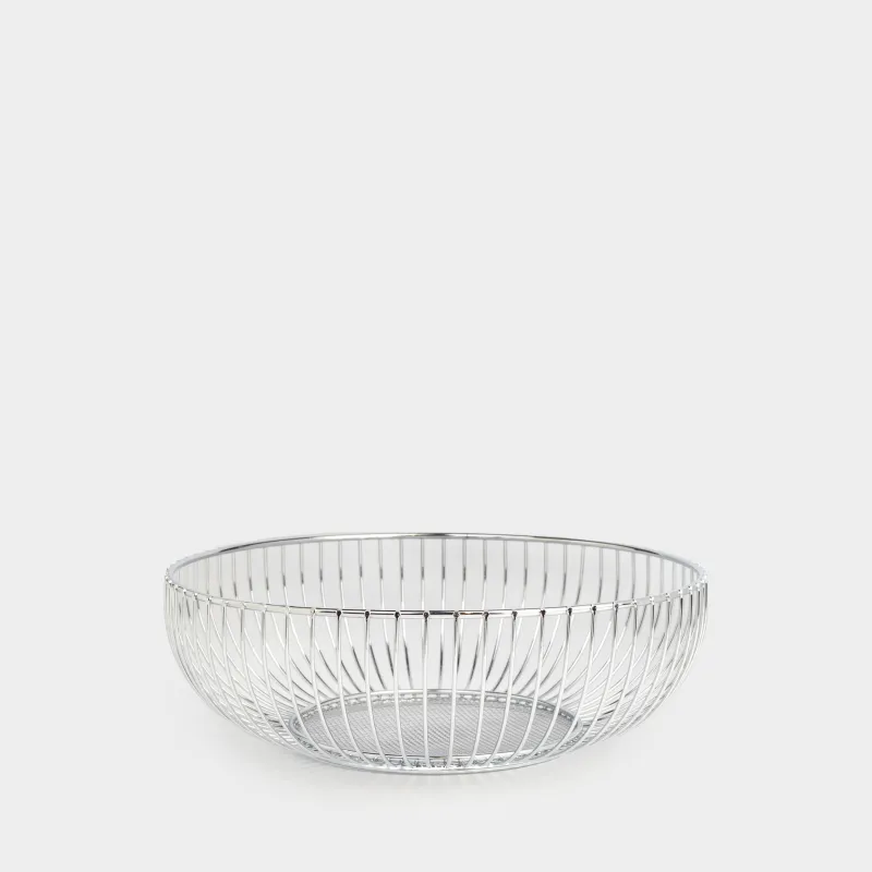Fruit basket, 25 cm, metal, silver, Twist silver