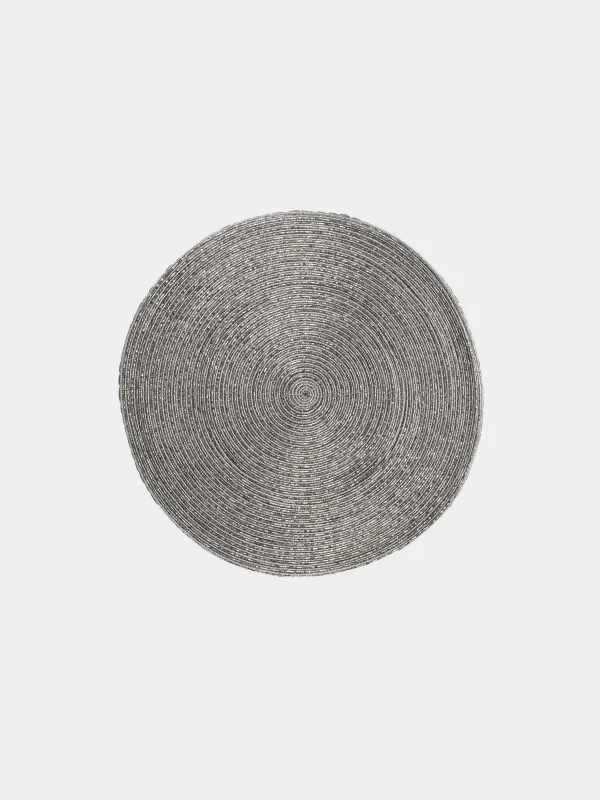 Napkin for appliances, 36 cm, beads, round, silver-gray, Rotation beads, image-0