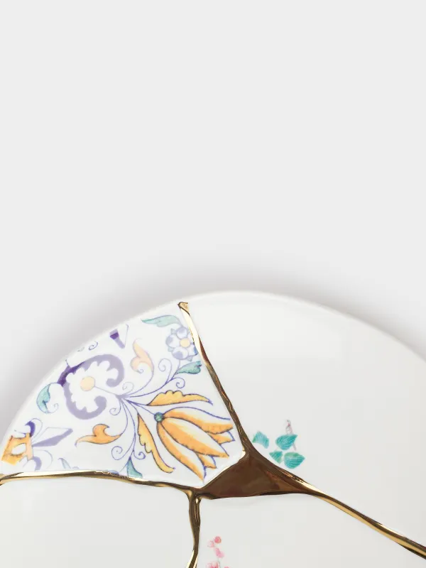 Snack plate, 21 cm, porcelain N, white and gold, Kintsugi, Kintsugi, image-3