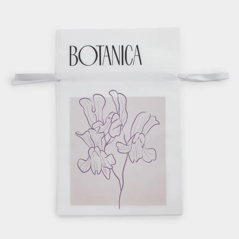 Gift bag, 40x56 cm, with ties, polypropylene, white, Flower, Botanica