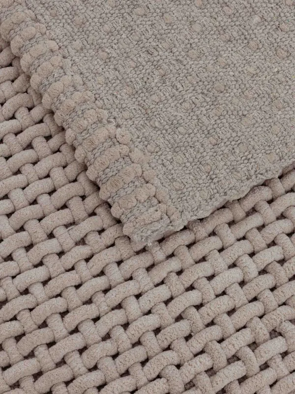 Mat, 60x110 cm, anti-slip, Polyester / cotton, beige, Grid, Cozy, image-2