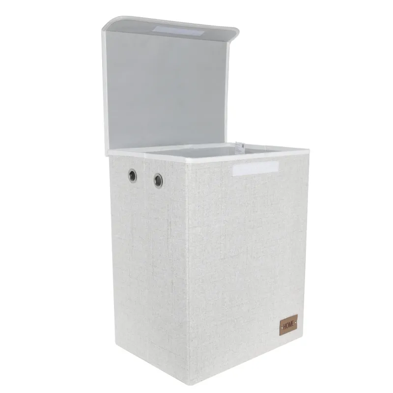 Laundry basket, 41x31x51 cm, polyester, rectangular, Beige, Everyday, image-2