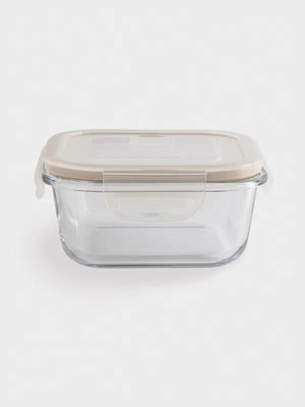 Container, 520 ml, with clips, with valve, glass T / plastic, square, Soft kitchen, image-0