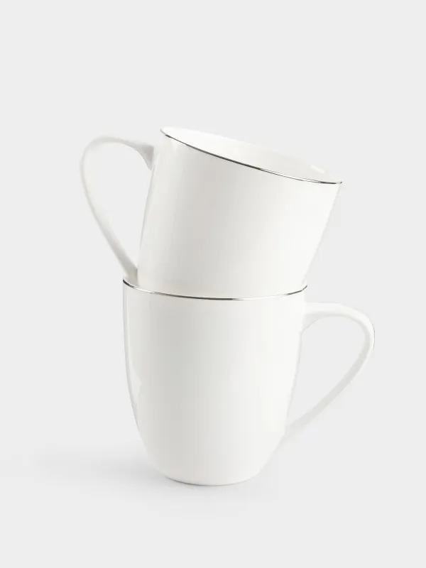 Mug, 450 ml, 2 pcs, porcelain F, white, Ideal silver, image-0