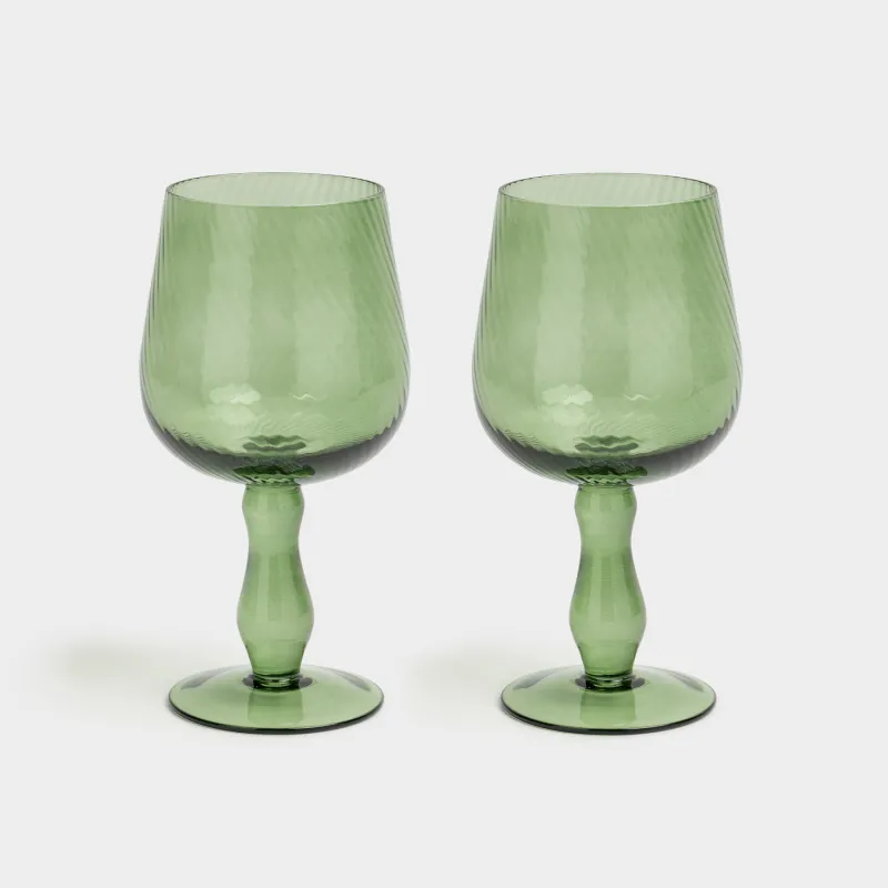 Drinking glass, 580 ml, 2 pcs, glass, green, Molinella