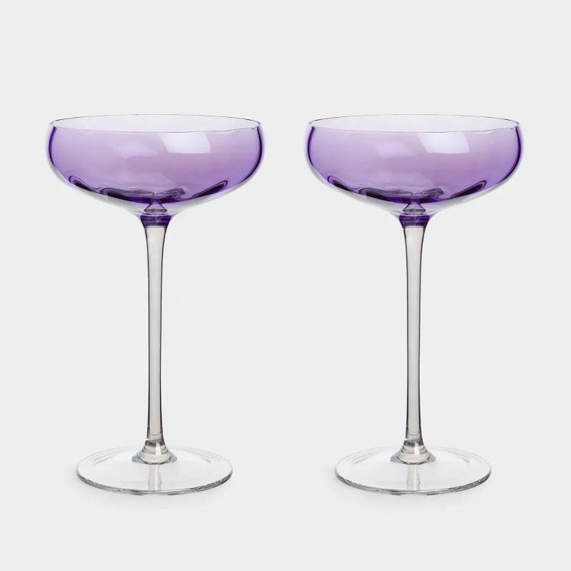 Champagne creamer glass, 220 ml, 2 pcs, glass, purple, Filo color