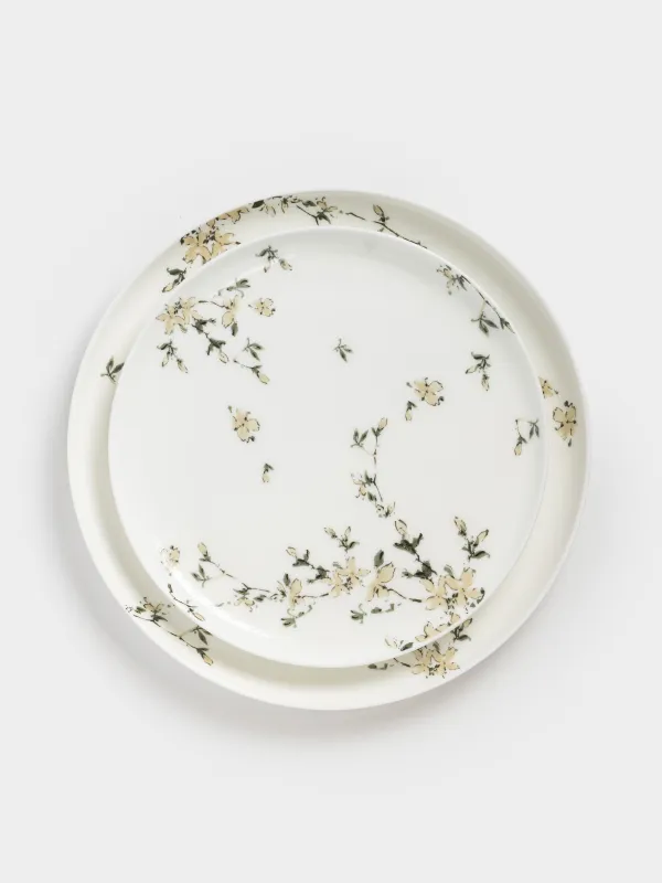 Dining set, 6 persons, 18 items, porcelain F, white, Flowers, Florin, image-2