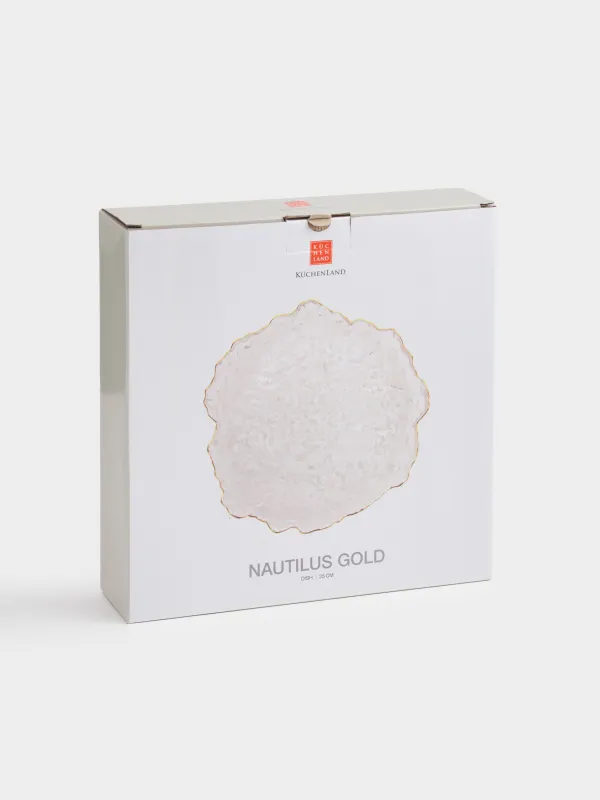 Dish, 25 cm, glass, with golden edging, Nautilus gold, image-4