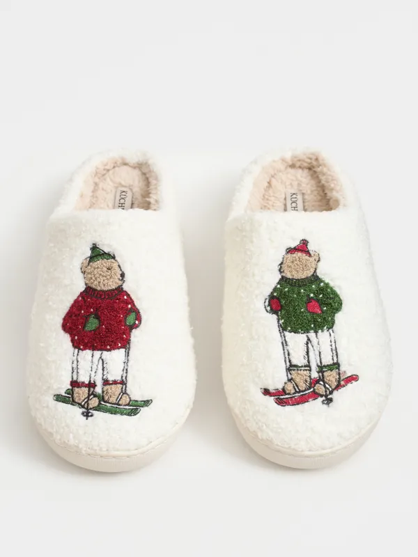 Women's slippers, homewear, size 36-37, artificial fur, milky, Bears, Needed, image-2