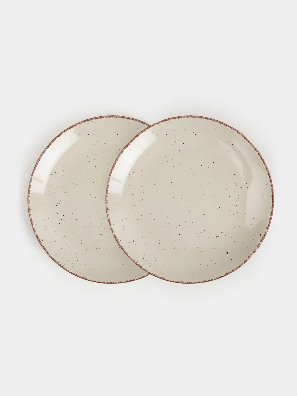 Snack plate, 21 cm, 2 pieces, ceramic, beige, speckled, Speckled, image-0