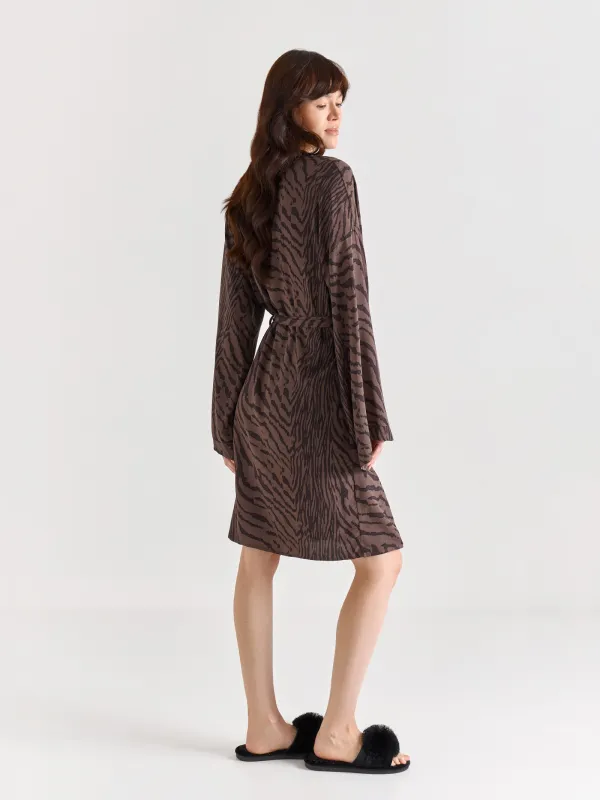 Women's kimono, homewear, size S, viscose, black and white, Zefina, image-3