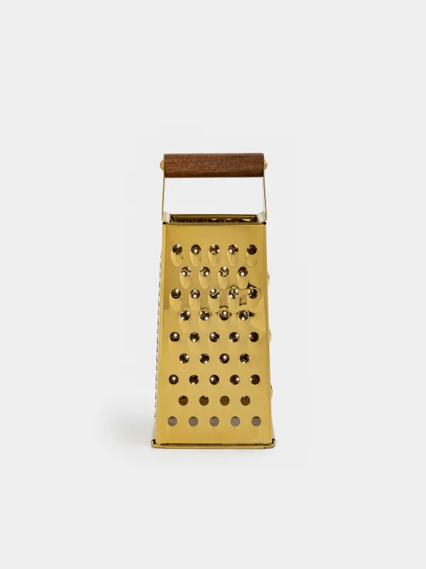 Grater, 24 cm, four-sided, steel / wood, golden, Classic gold, image-0