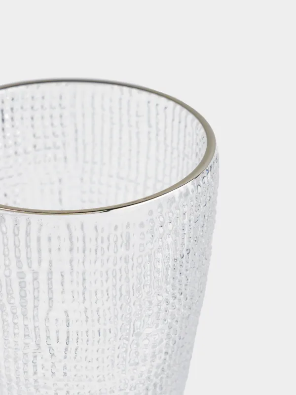 Drinking glass, 260 ml, glass, with silver edging, Grain silver, image-2