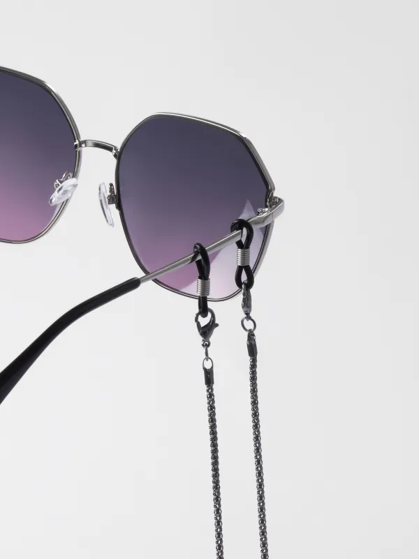 Eyeglass chain, 73 cm, metal, black, Weaving, Skye, image-2