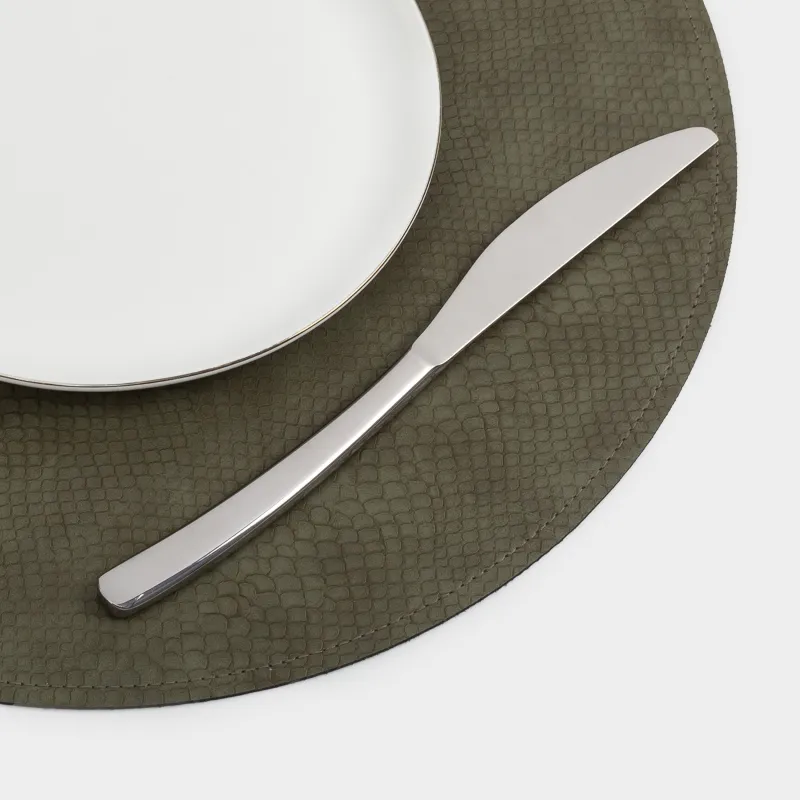 Placemat, 38 cm, double-sided, PVC, round, green/brown, Snake scales, Rock, image-7